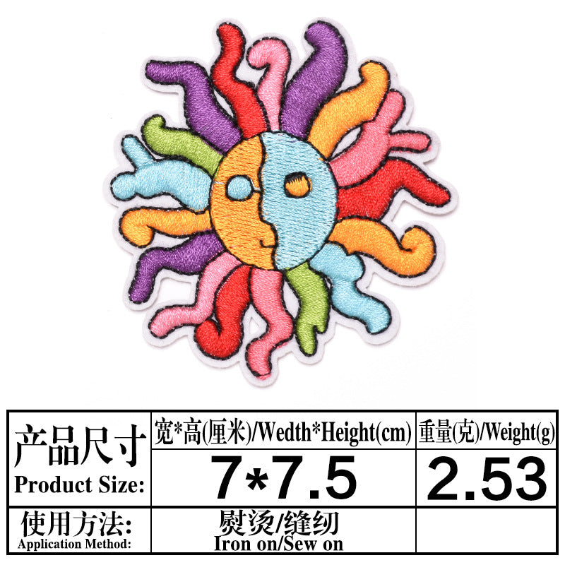 Wholesale Trendy Embroidered Cloth Patches 9 Piece Set For Clothing Hats Shoes Bags DIY Fashion Accessory