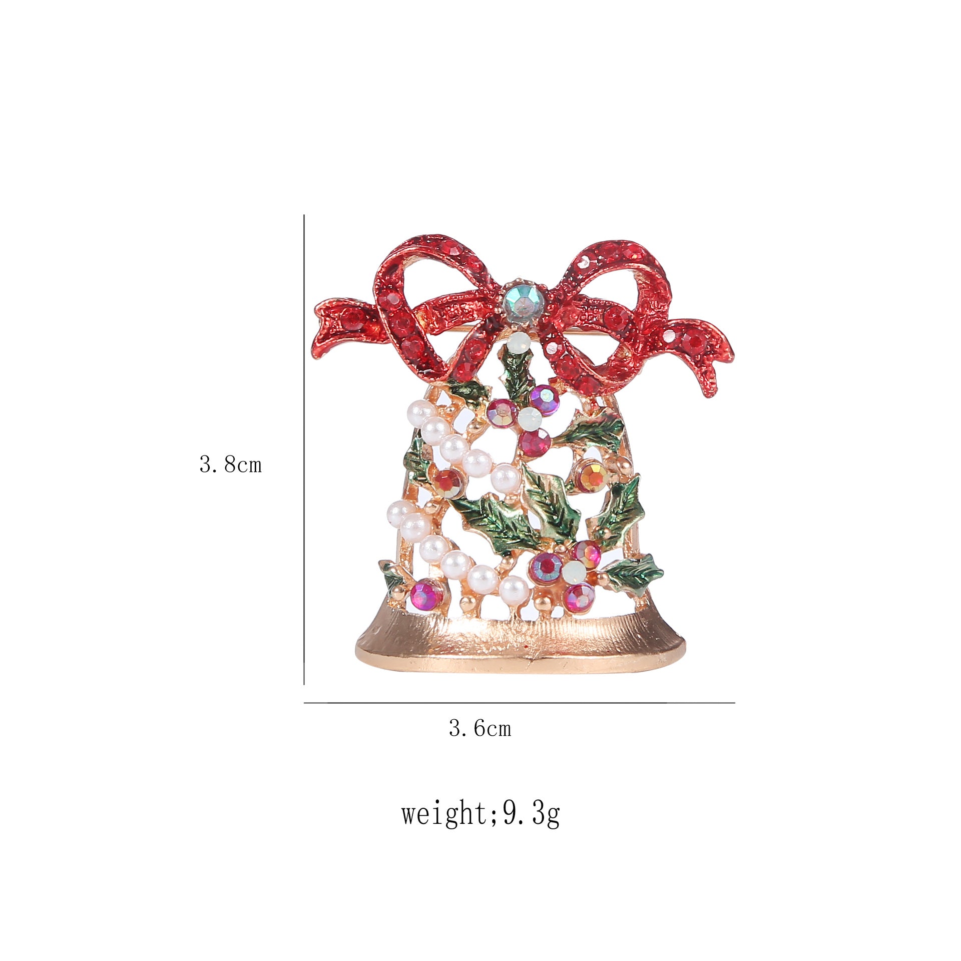 Wholesale Pearl and Rhinestone Christmas Bell Brooch