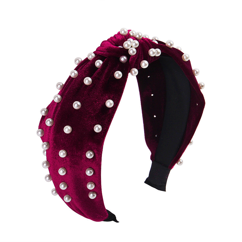 Wholesale Velvet Pearl Knotted Hair Bands