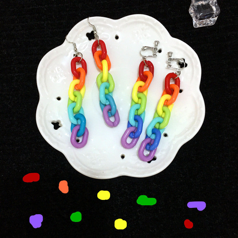 Wholesale Acrylic Rainbow Chain Earrings