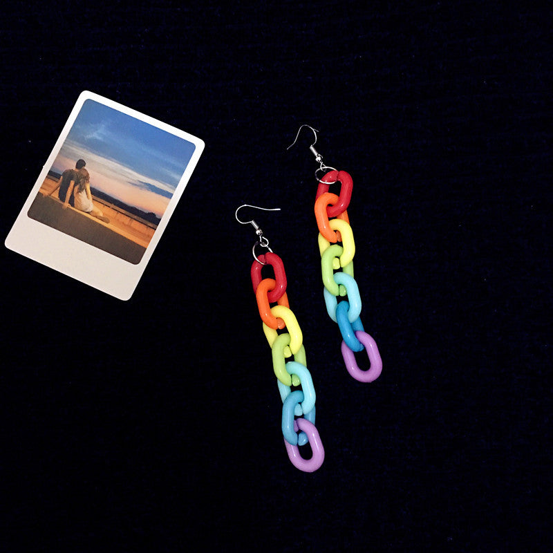 Wholesale Acrylic Rainbow Chain Earrings