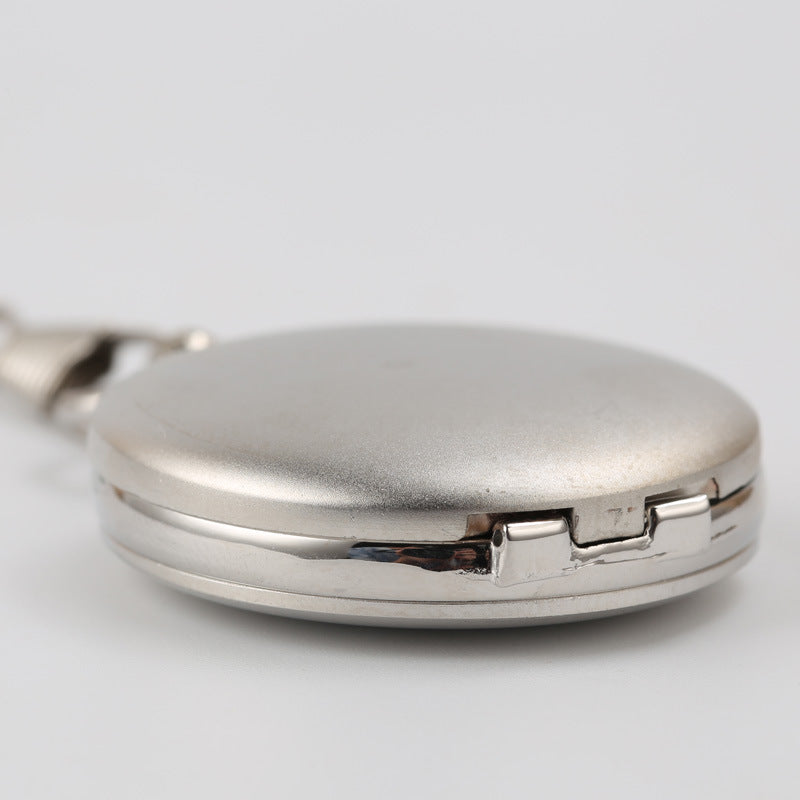 Wholesale Stainless Steel Outdoor Sports Glossy Quartz Matte Silver Creative Pocket Watch