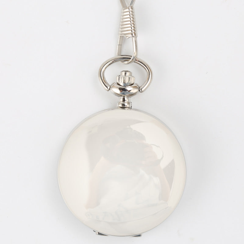 Wholesale Stainless Steel Outdoor Sports Glossy Quartz Matte Silver Creative Pocket Watch