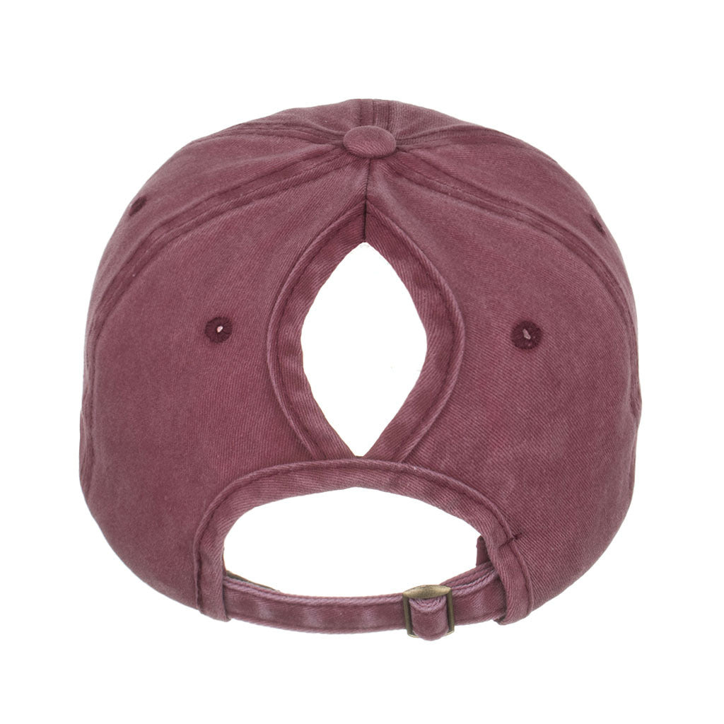 Wholesale 8-color ponytail hole washed and distressed baseball cap