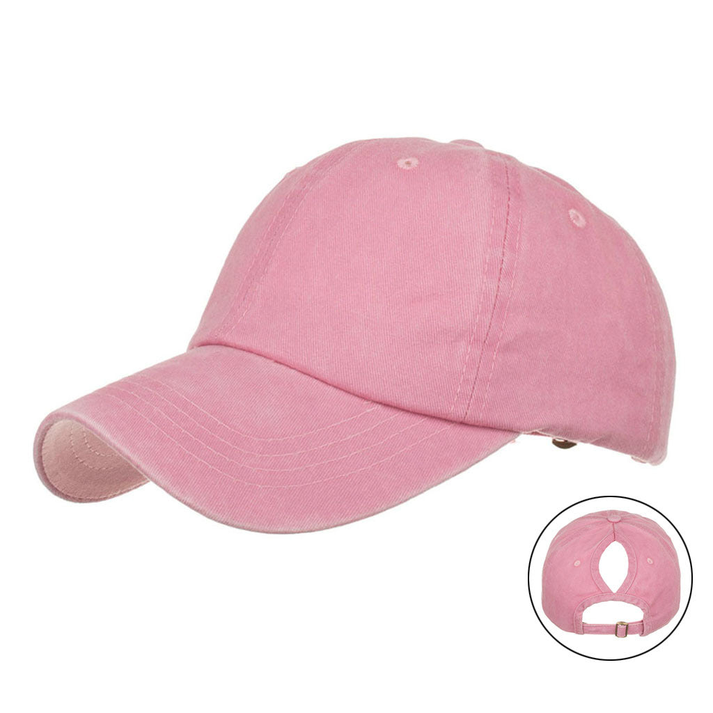 Wholesale 8-color ponytail hole washed and distressed baseball cap
