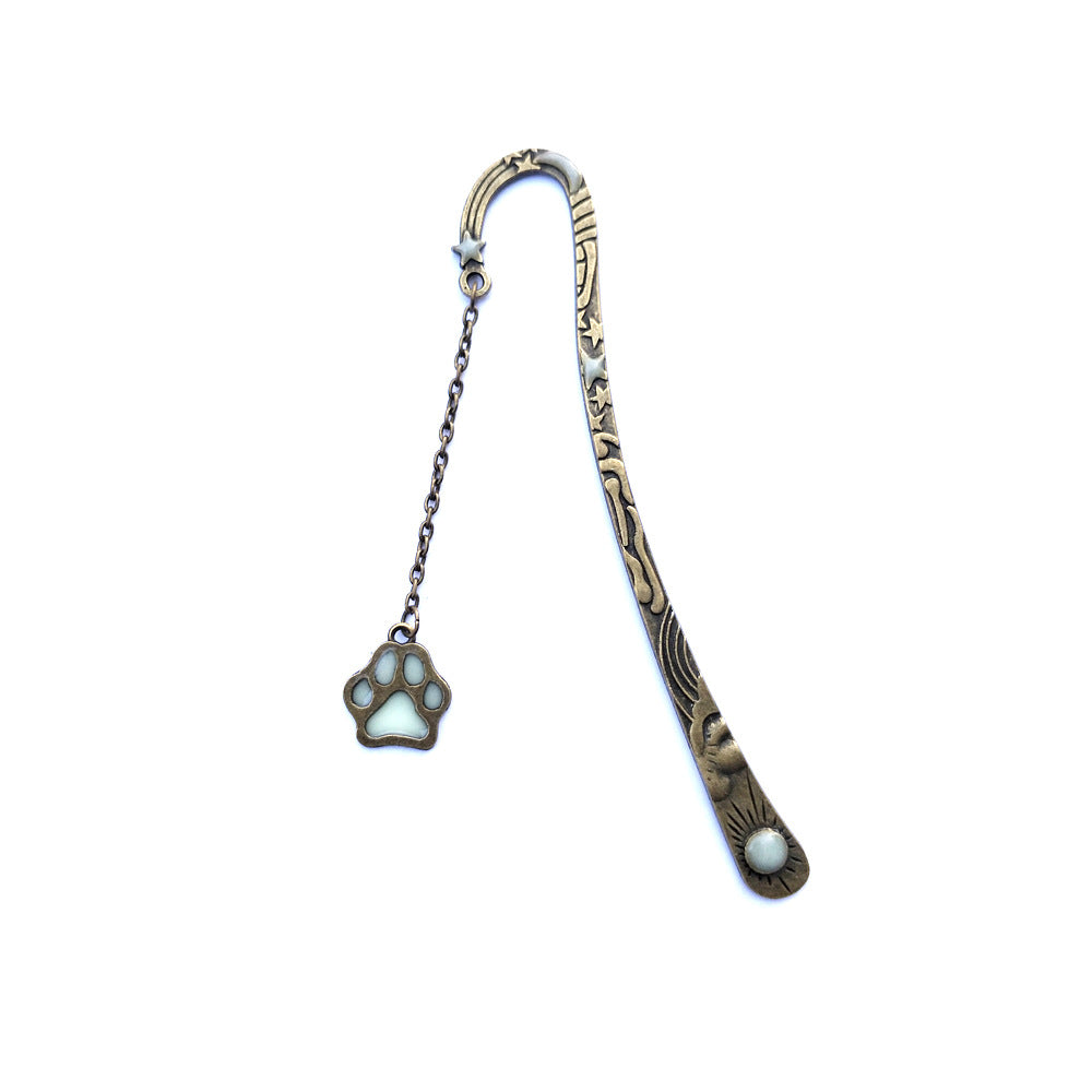 Wholesale Dog Paw Luminous Metal Bookmark