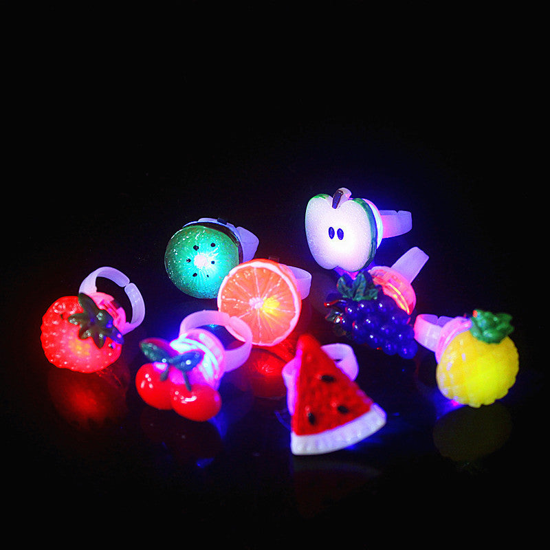 Wholesale LED Cartoon Fruit Luminous Plastic Ring Toys