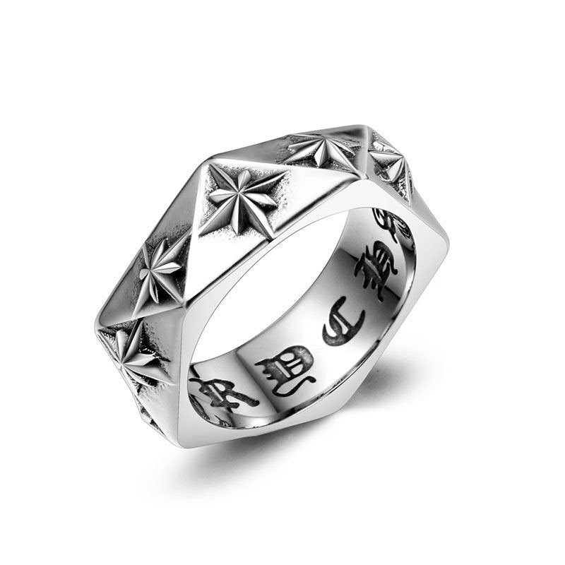 Wholesale Titanium steel polygonal 3D rice flower ring