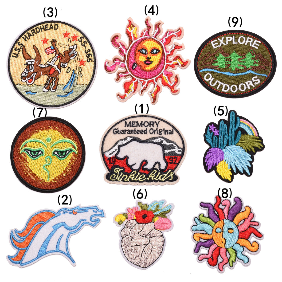 Wholesale Trendy Embroidered Cloth Patches 9 Piece Set For Clothing Hats Shoes Bags DIY Fashion Accessory