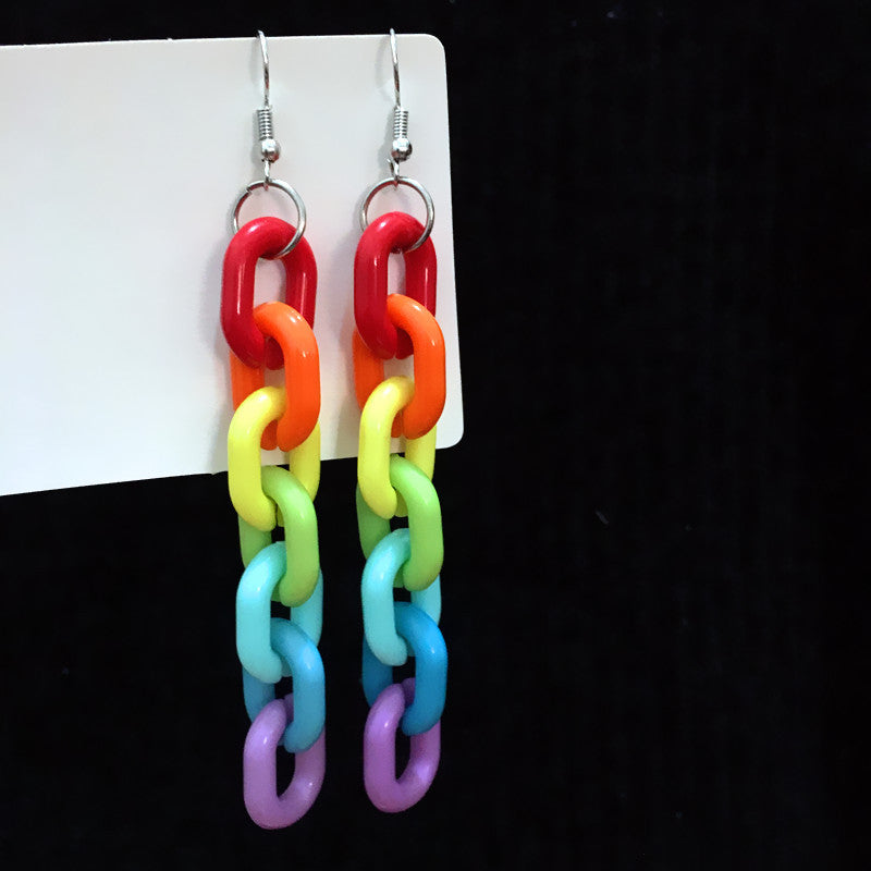 Wholesale Acrylic Rainbow Chain Earrings