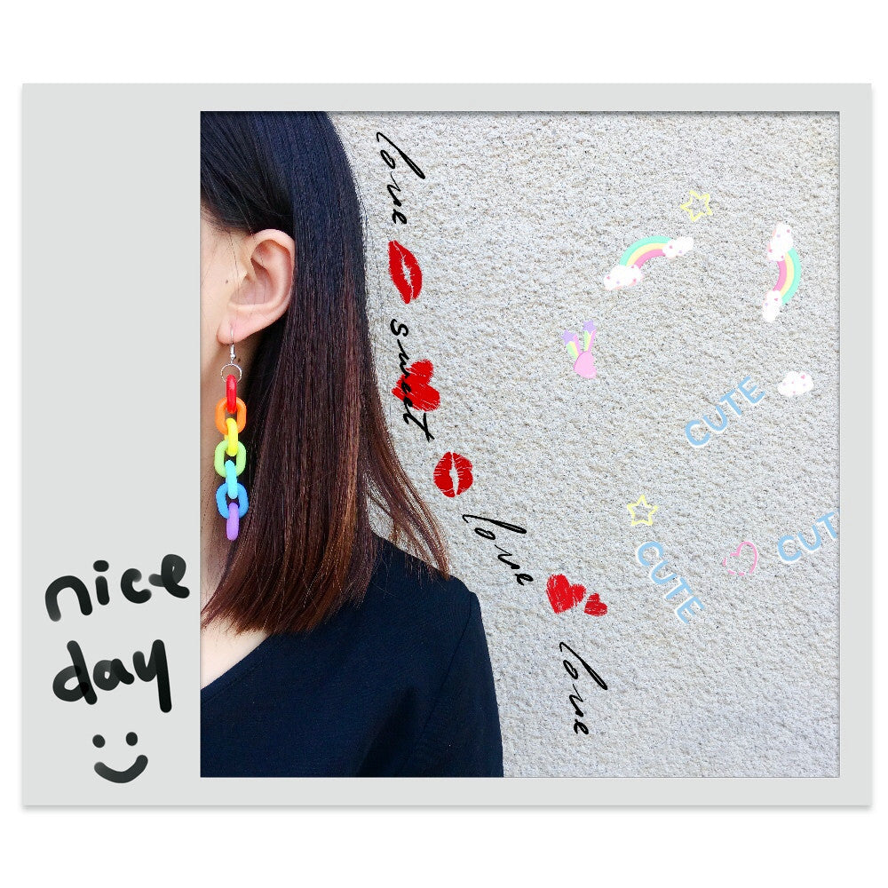 Wholesale Acrylic Rainbow Chain Earrings
