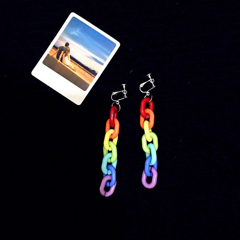 Wholesale Acrylic Rainbow Chain Earrings
