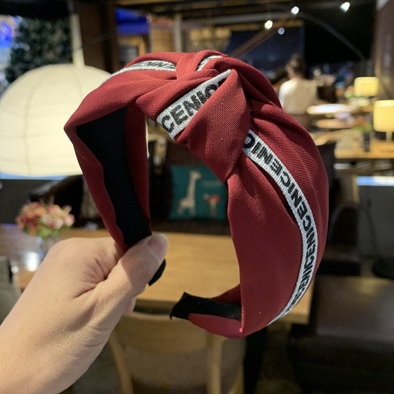 Wholesale Hairband Wide-brimmed Knot Hairpin Solid Color Letter Hairband