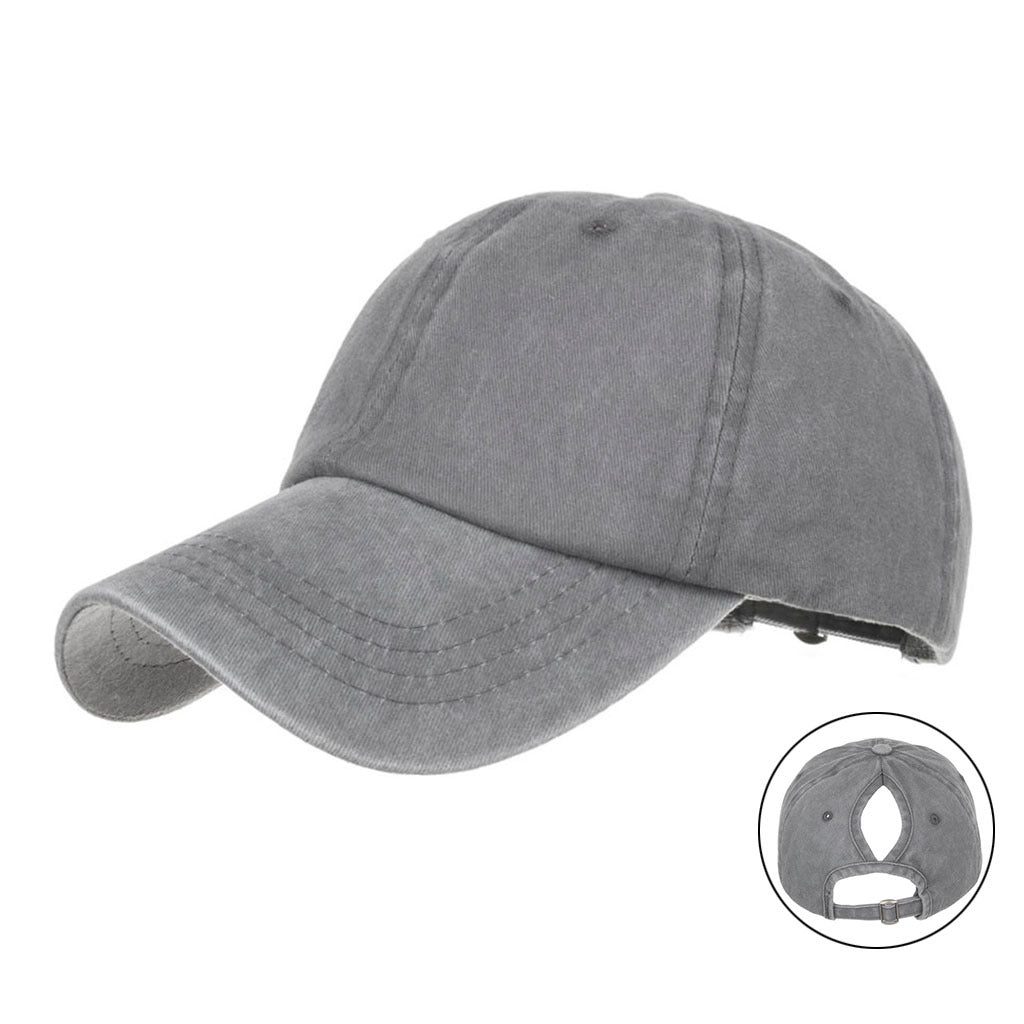 Wholesale 8-color ponytail hole washed and distressed baseball cap