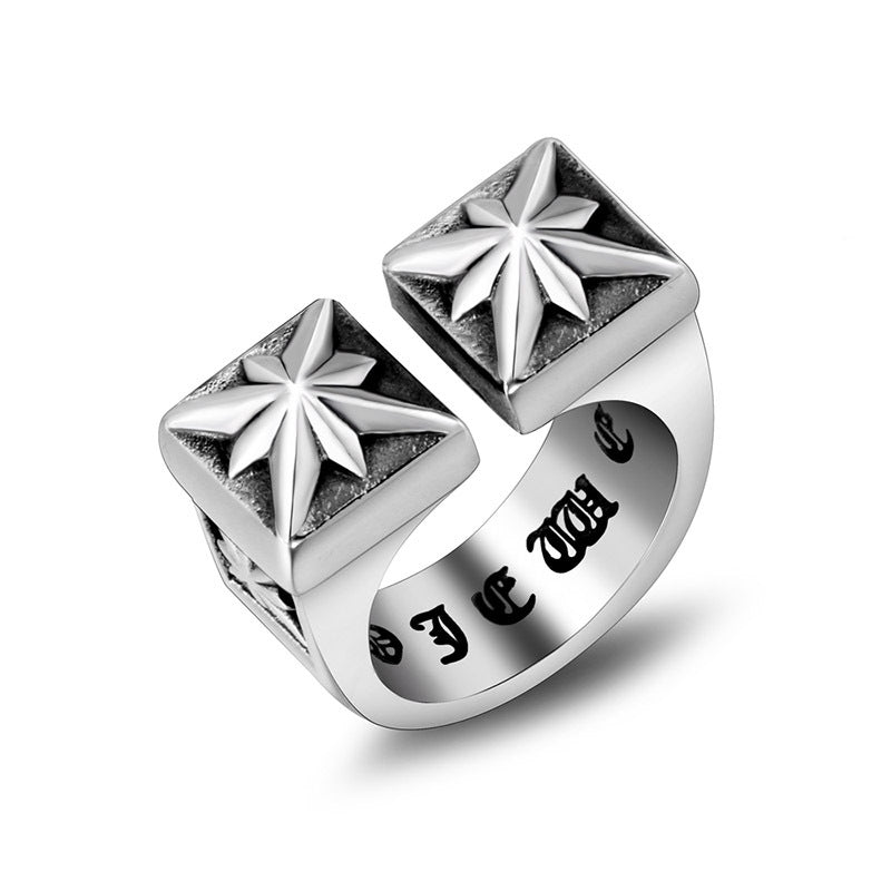 Wholesale Punk Retro Double Pozidriv Titanium Steel Ring