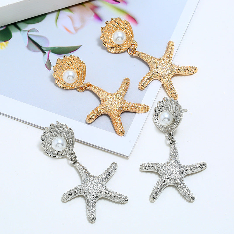 Wholesale Alloy Shell Starfish Earrings