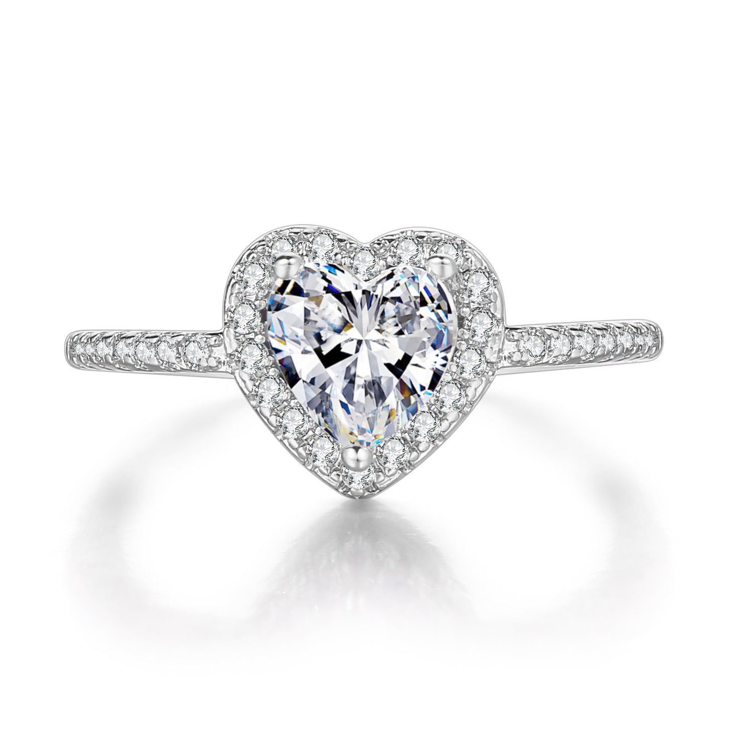 Wholesale Gold-plated Copper Heart-shaped Zircon Ring Set of Three