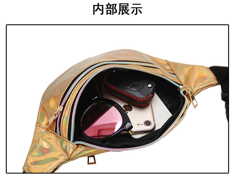 Wholesale Laser waist bag sports PU chest bag single shoulder sequin bag