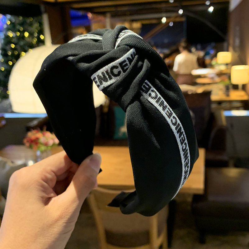 Wholesale Hairband Wide-brimmed Knot Hairpin Solid Color Letter Hairband