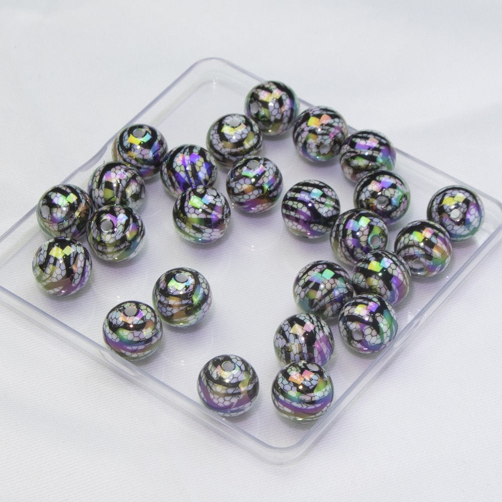 Wholesale 10pcs Lace Zebra Pattern Beads Round Beads