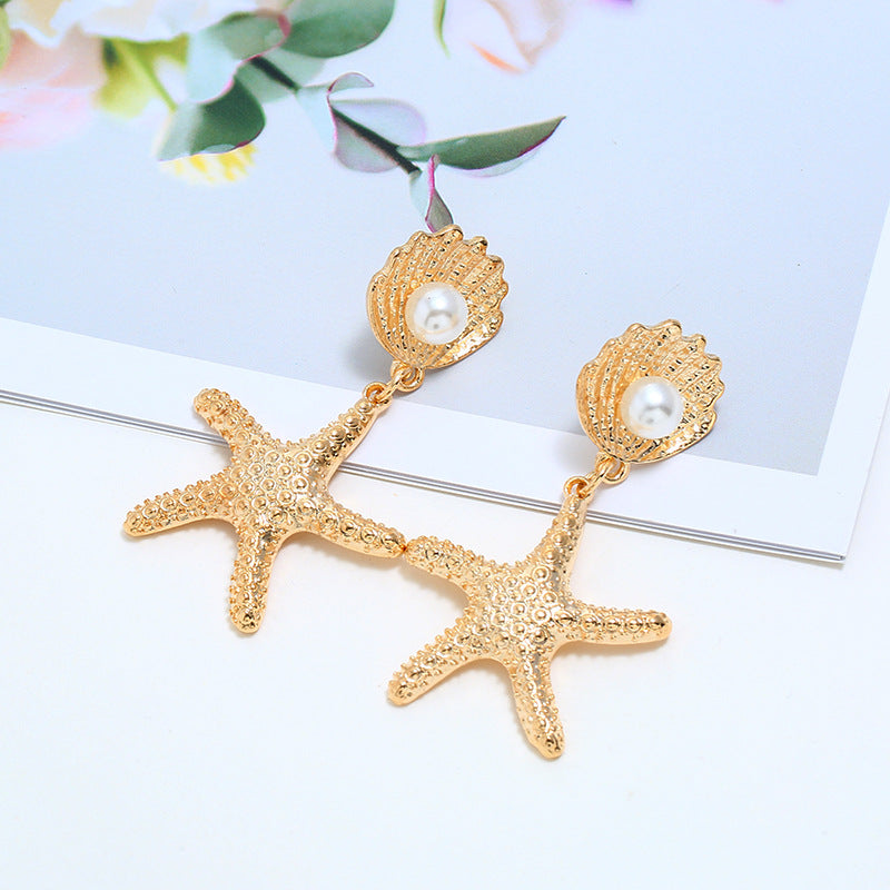 Wholesale Alloy Shell Starfish Earrings