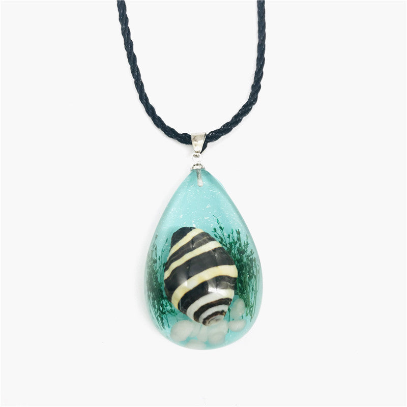 Wholesale 6pcs Creative Resin Drop Glue Shell Necklace