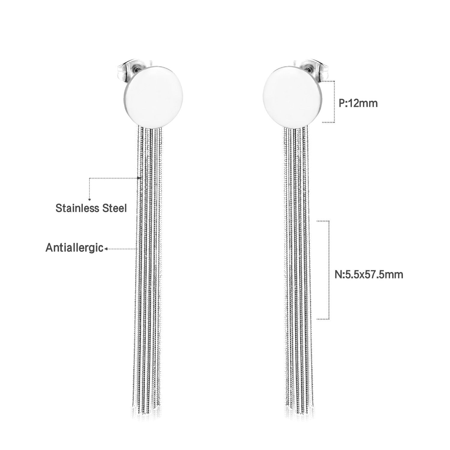 Wholesale Long Stainless Steel Chain Niche Retro Geometric Tassel Earrings