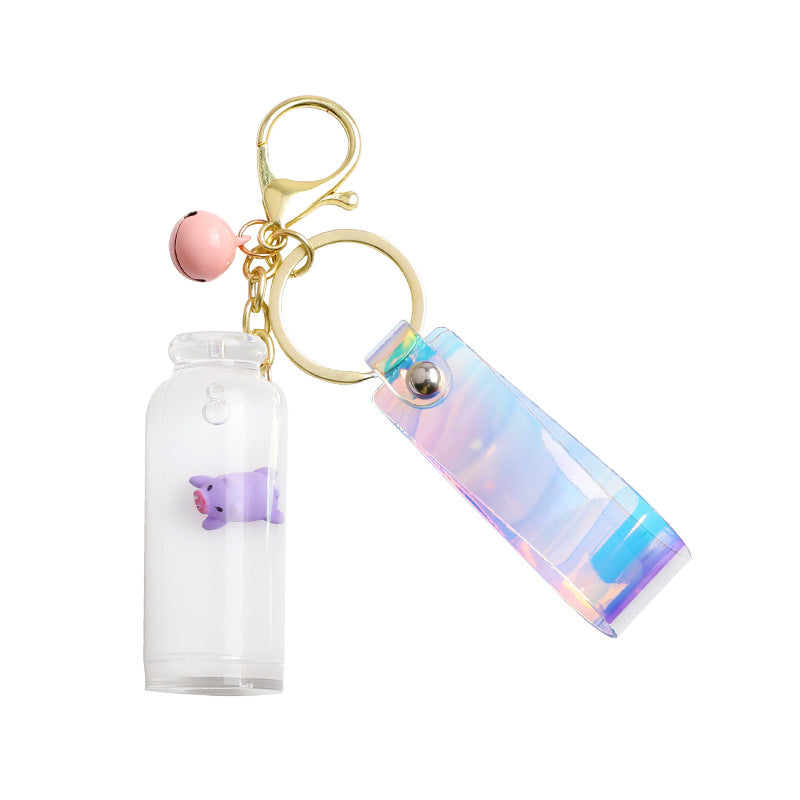 Wholesale Acrylic Floating Milk Pig Liquid Keychain