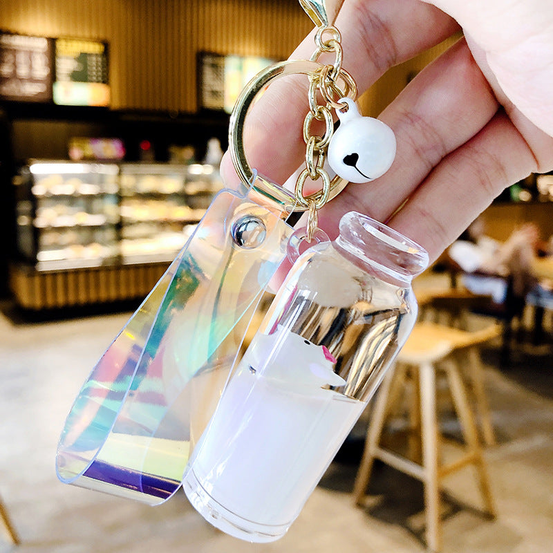 Wholesale Acrylic Floating Milk Pig Liquid Keychain