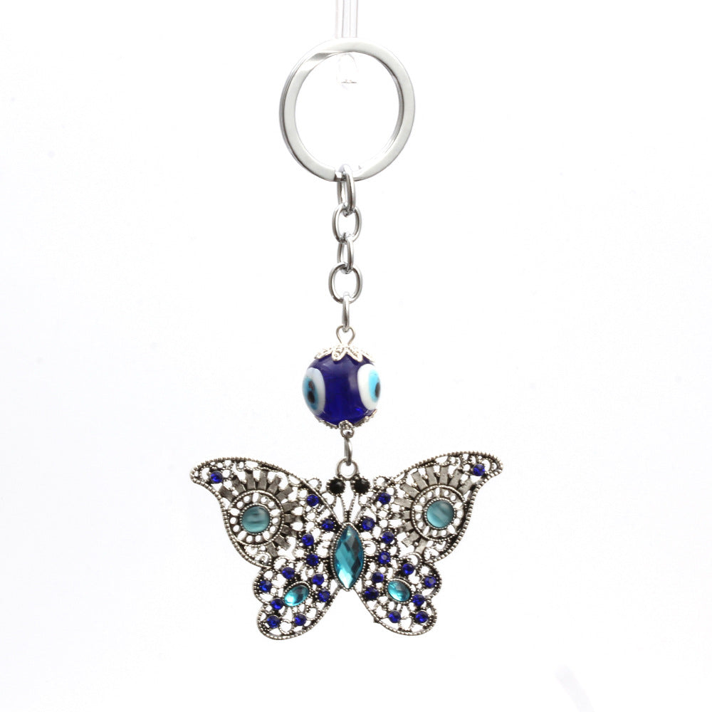 Wholesale Devil's Eye Butterfly Glass Keychains