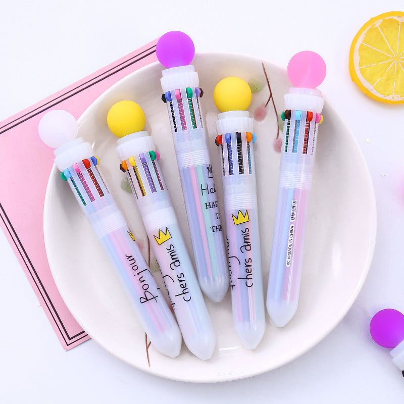 Wholesale Plastic Color Ball Multicolor Ballpoint Pen