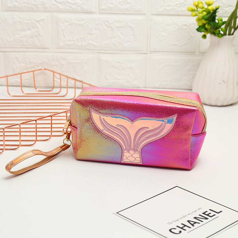 Wholesale New PU Laser Cosmetic Bag Creative Fish Tail Portable Large Capacity Storage Bag