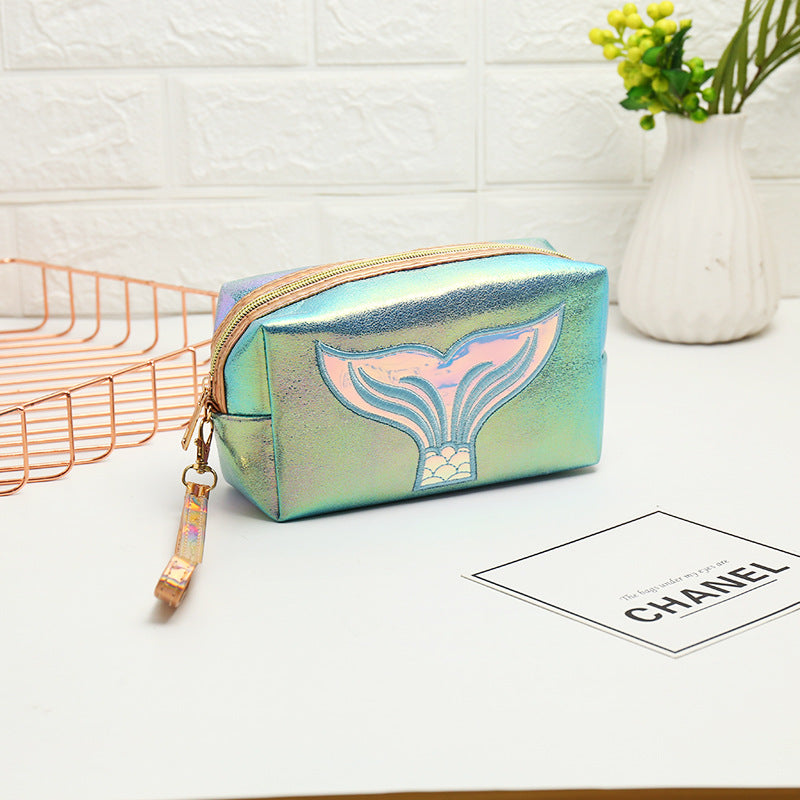 Wholesale New PU Laser Cosmetic Bag Creative Fish Tail Portable Large Capacity Storage Bag