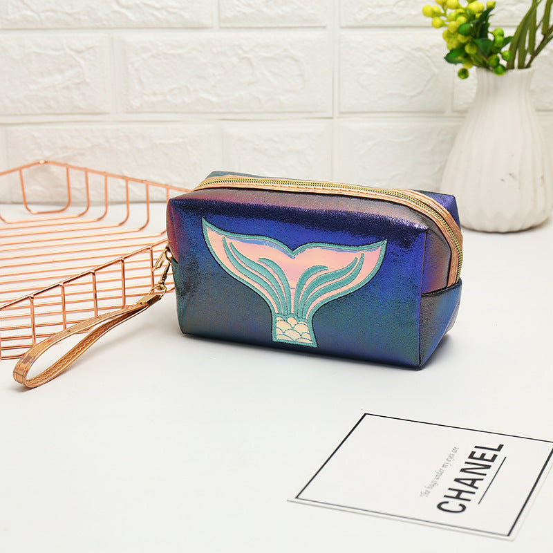Wholesale New PU Laser Cosmetic Bag Creative Fish Tail Portable Large Capacity Storage Bag