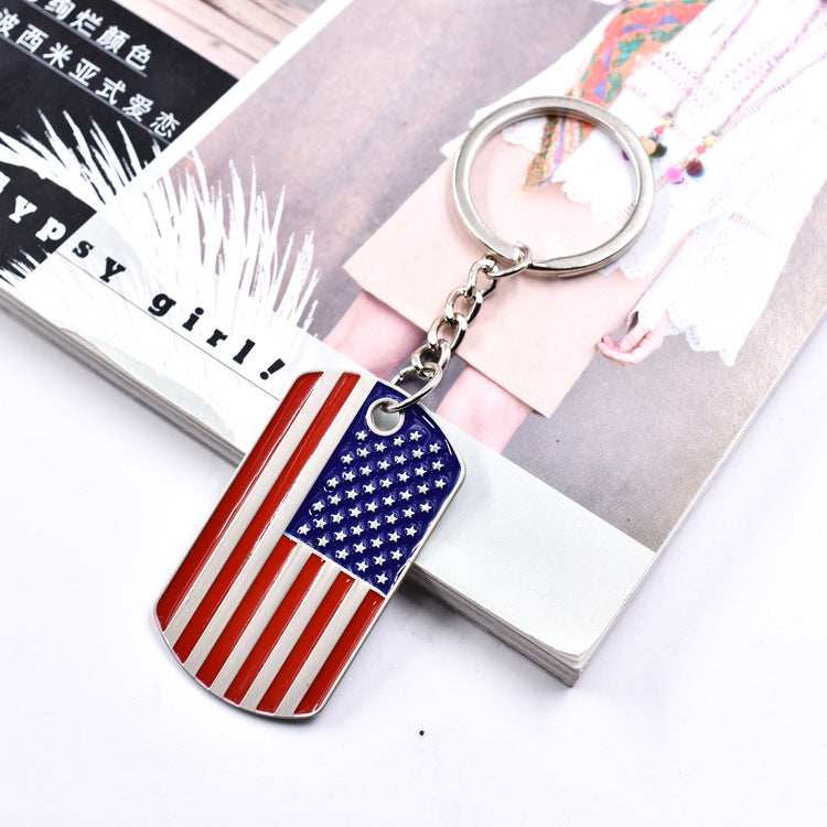 Wholesale American Independence Day Zinc Alloy Drip Oil Keychain
