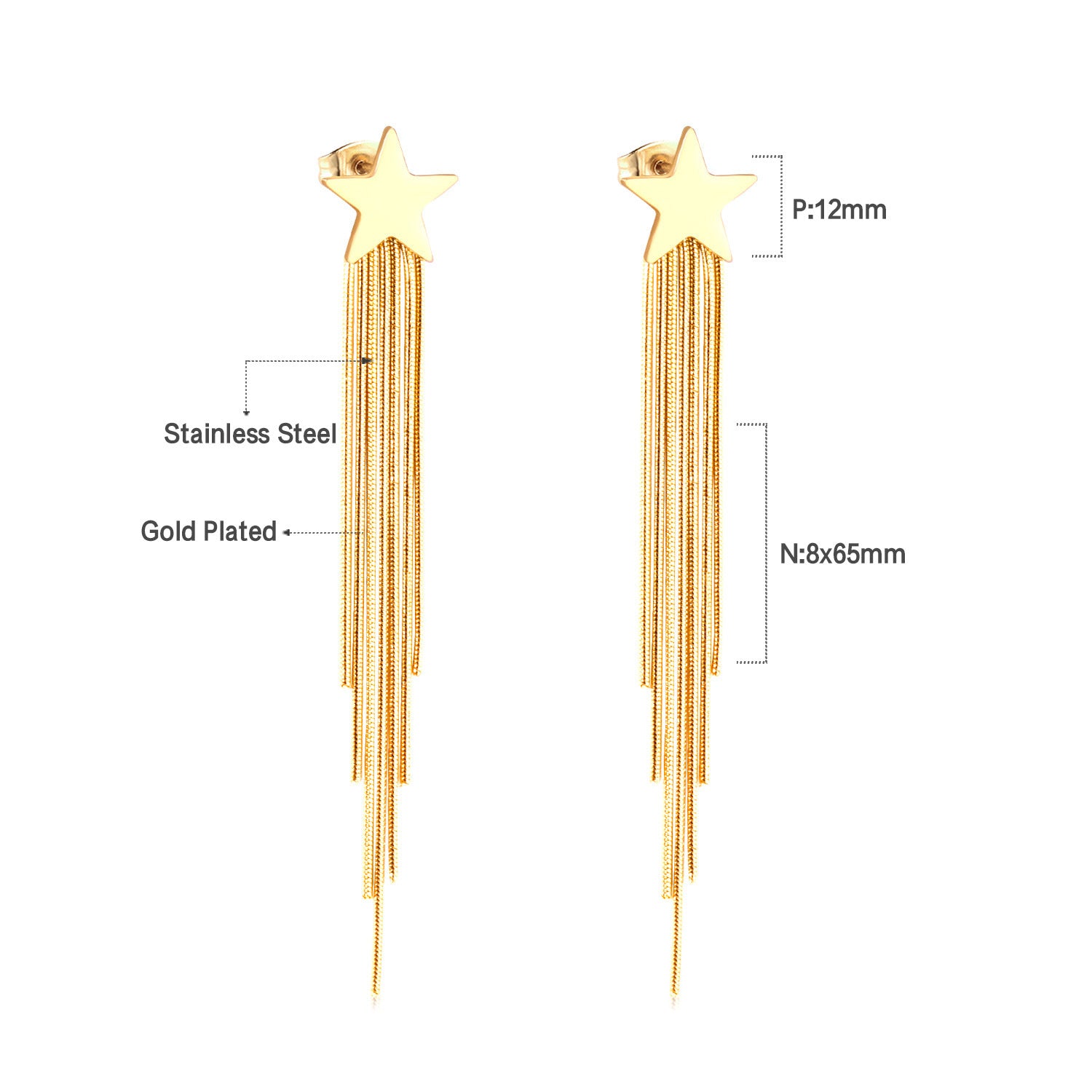 Wholesale Long Stainless Steel Chain Niche Retro Geometric Tassel Earrings
