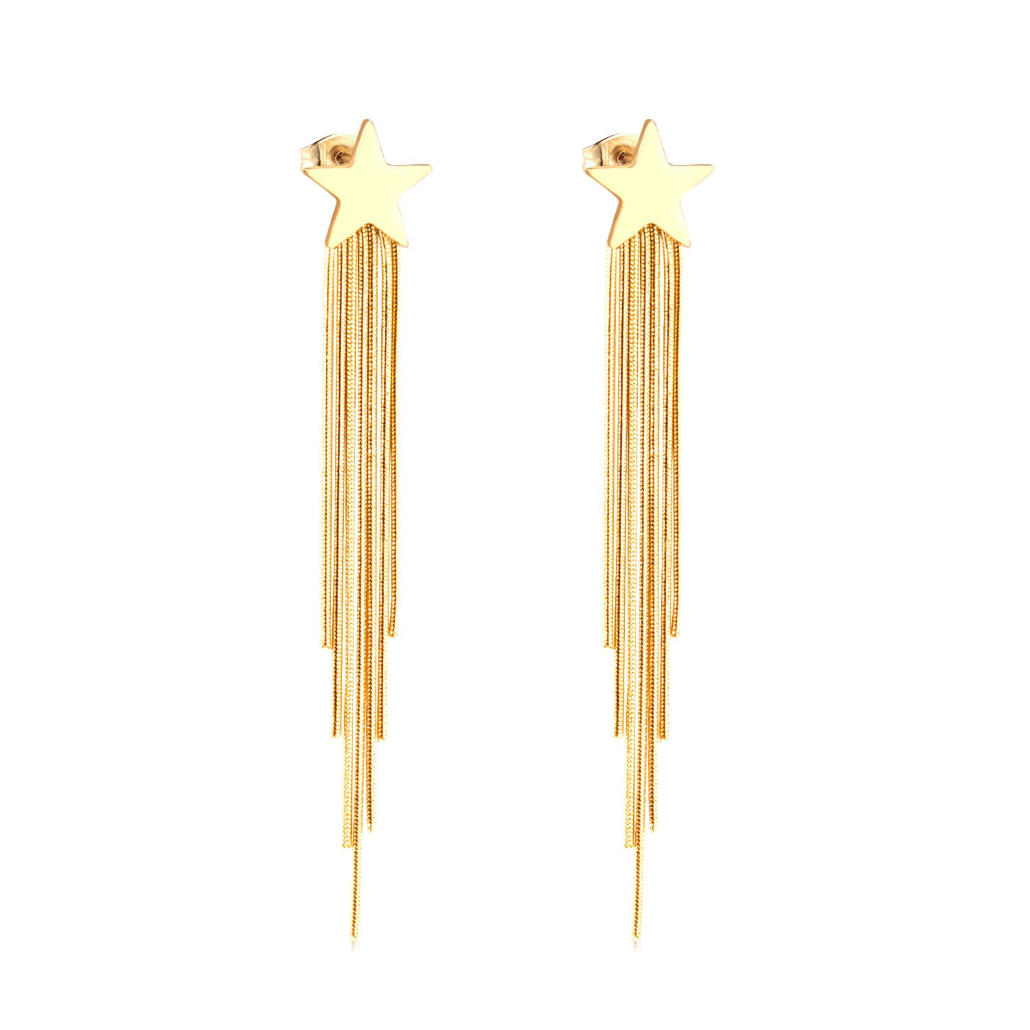 Wholesale Long Stainless Steel Chain Niche Retro Geometric Tassel Earrings