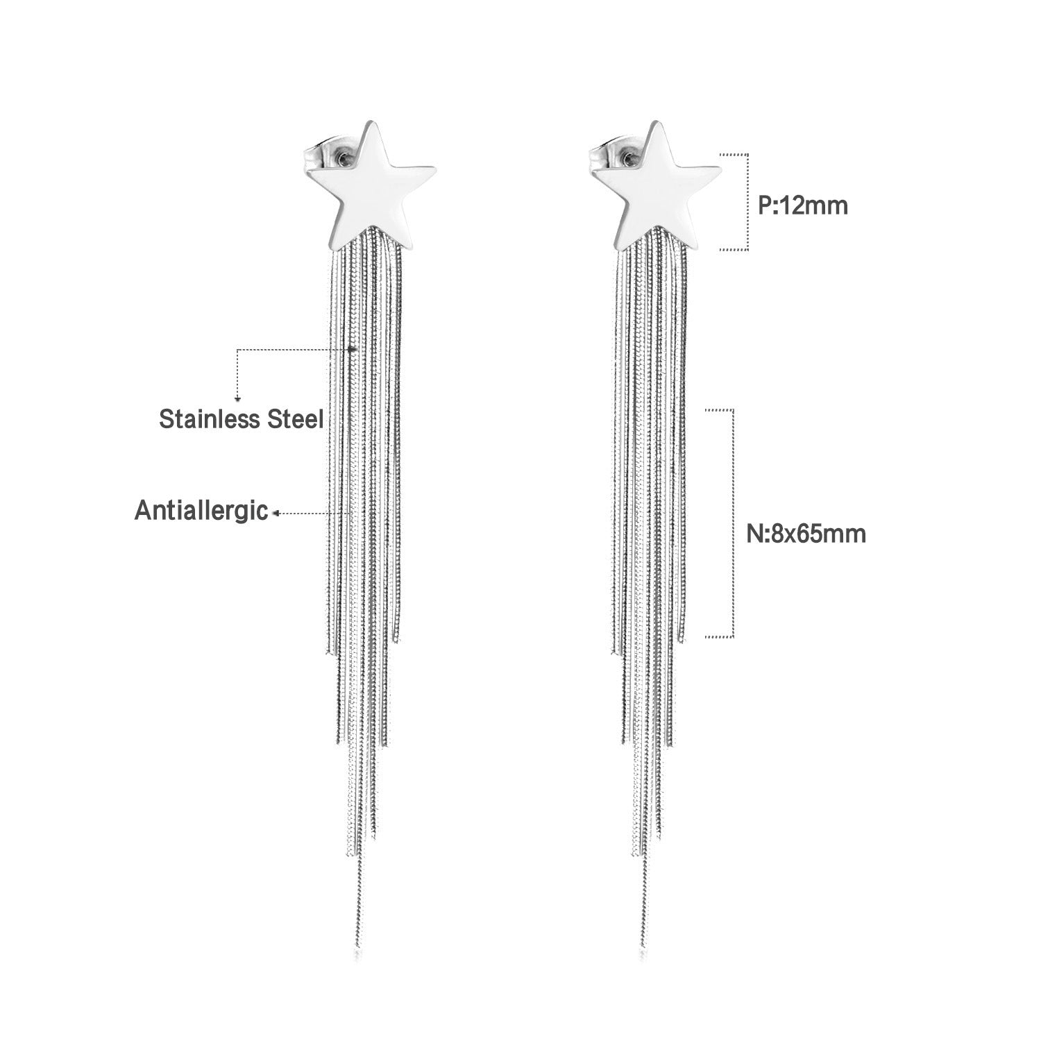 Wholesale Long Stainless Steel Chain Niche Retro Geometric Tassel Earrings