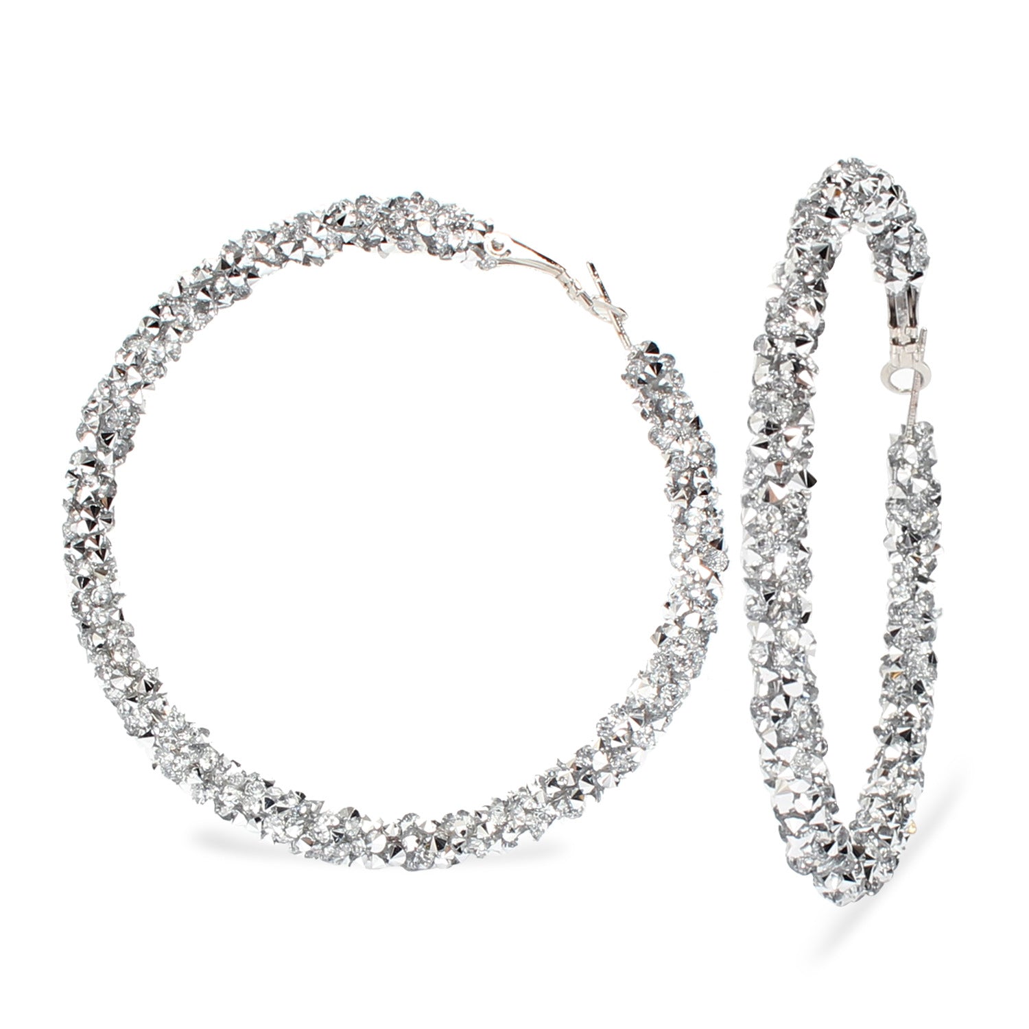 Wholesale Simple Rhinestone Large Hoop Earrings