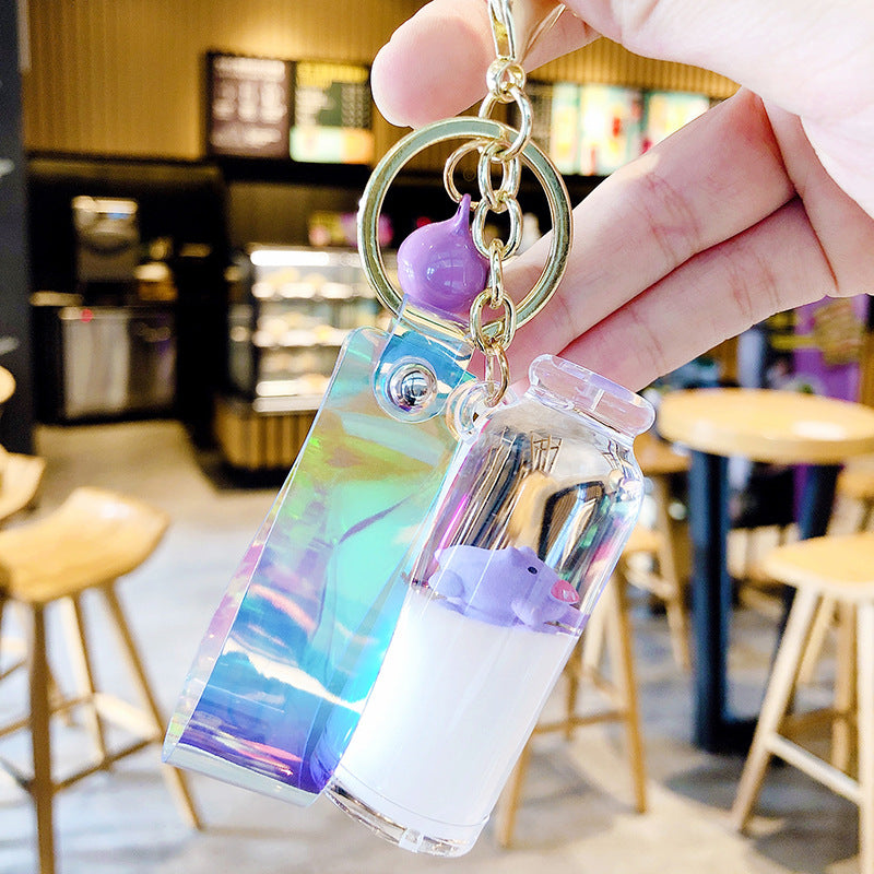 Wholesale Acrylic Floating Milk Pig Liquid Keychain