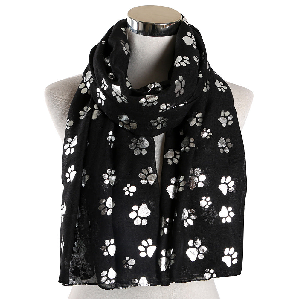 Wholesale Windproof Warm Dog Paw Print Hot Silver Temperament Shawl Scarf
