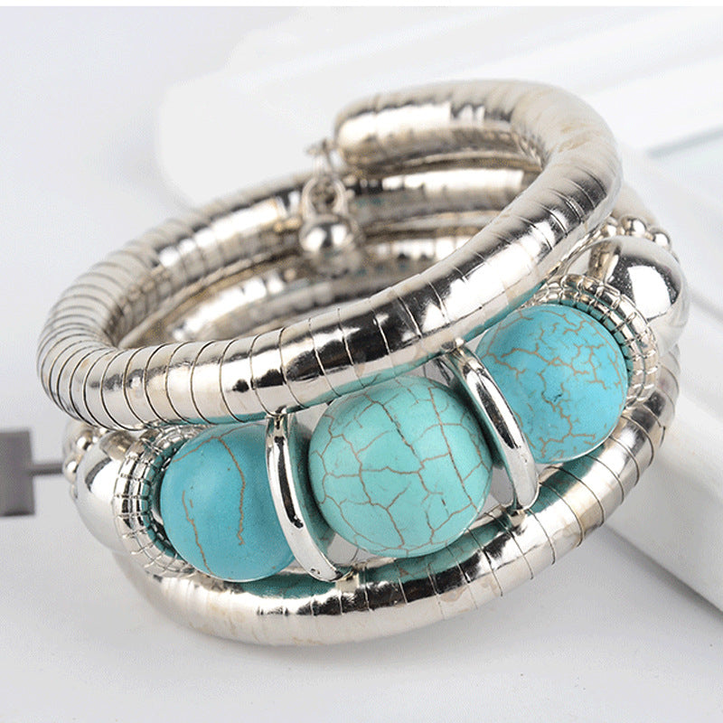 Wholesale  three-circle personality spacer retro beaded Bohemian multi-layer bracelet