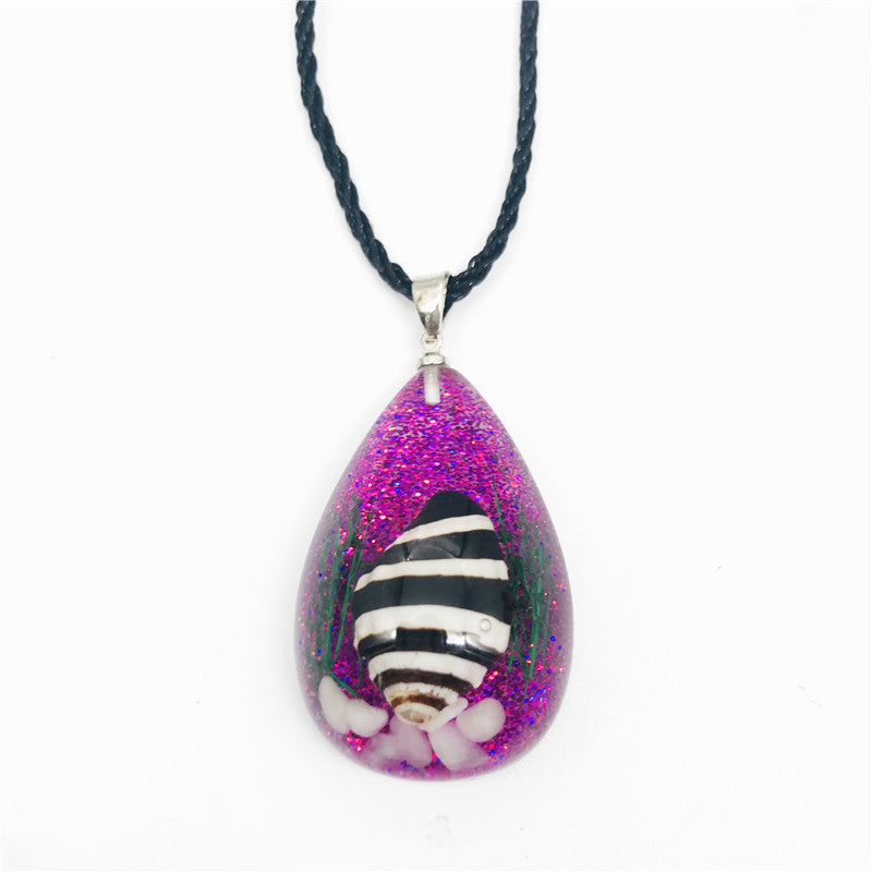 Wholesale 6pcs Creative Resin Drop Glue Shell Necklace