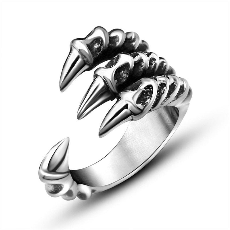 Wholesale Retro dragon claw titanium steel ring Personalized men's sharp open ring