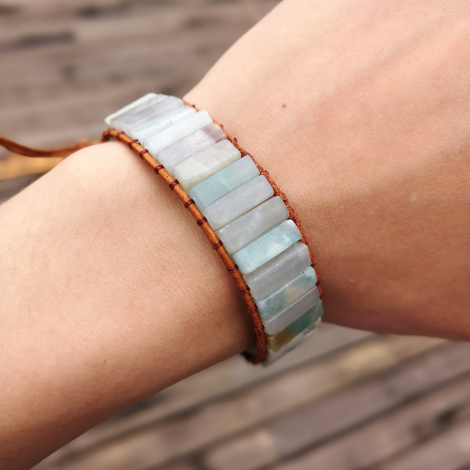 Wholesale Stone Beads Handwoven Slipknot Bracelet