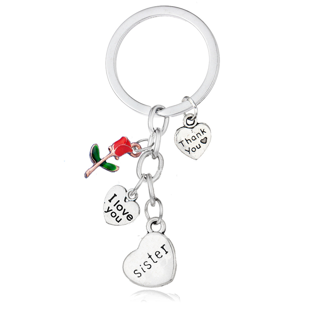 Wholesale Mother's Day Alloy Peach Heart Family Keychains