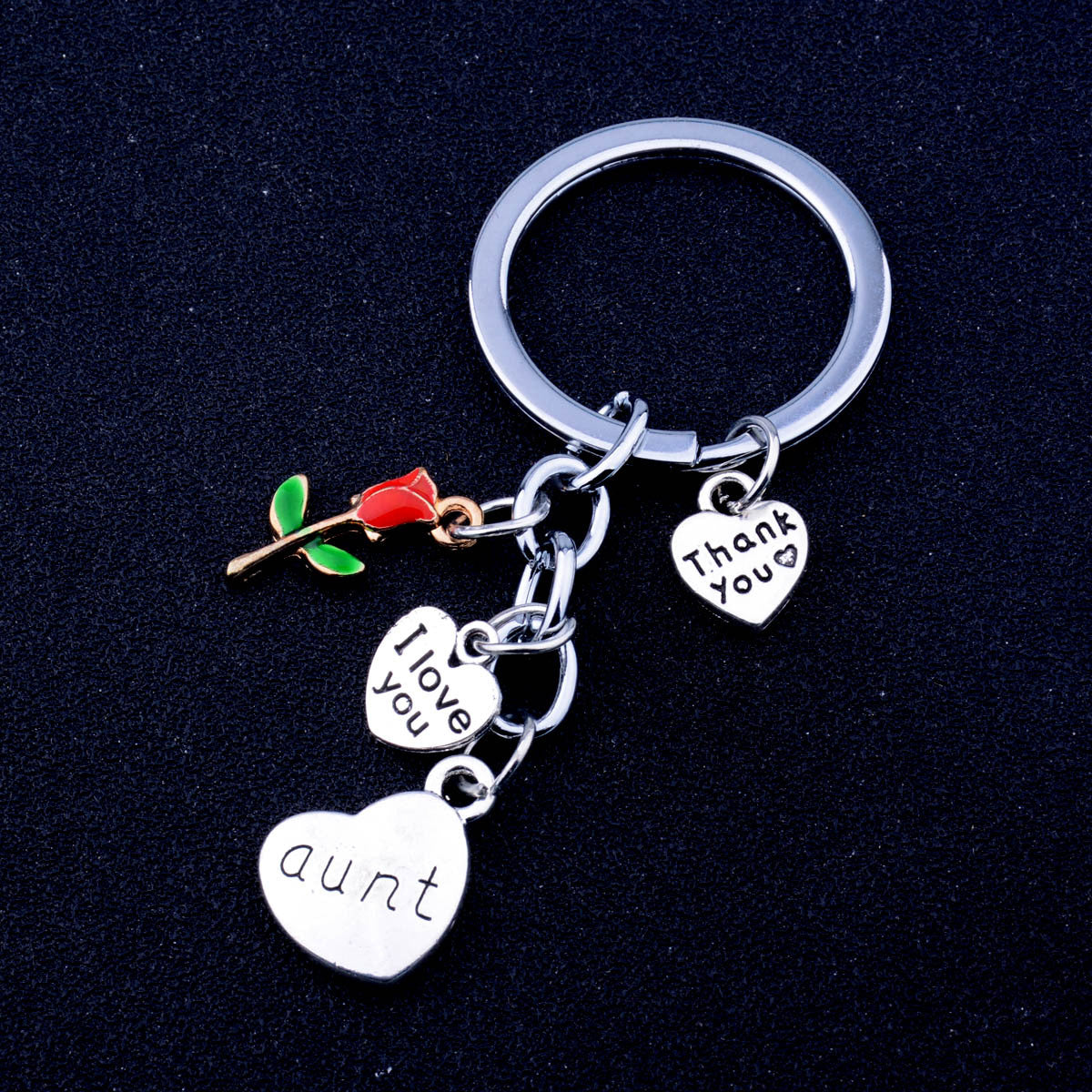 Wholesale Mother's Day Alloy Peach Heart Family Keychains