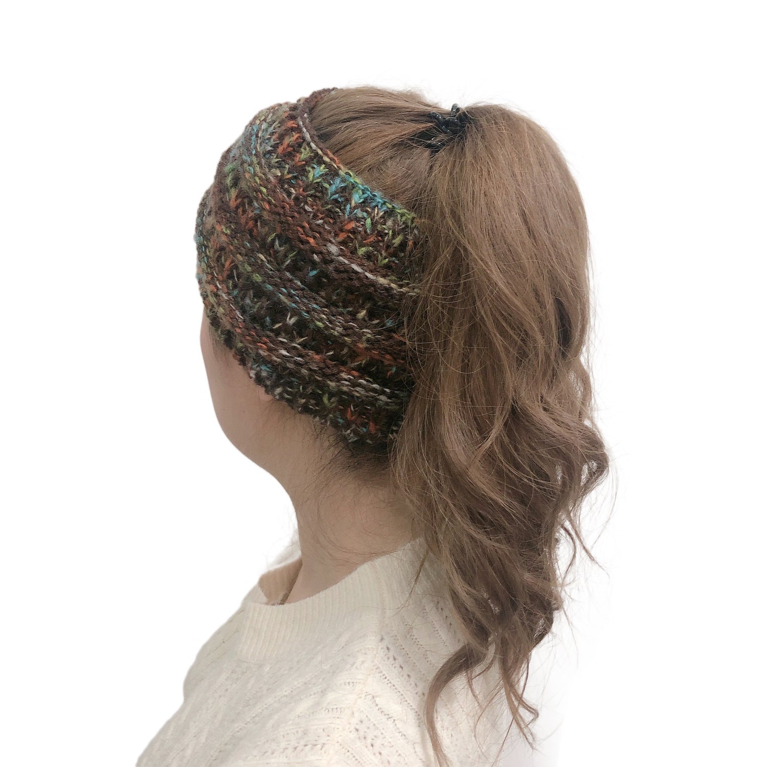 Wholesale Colorful Dot Knitted Ponytail Widened Hollow Top Wool Hat