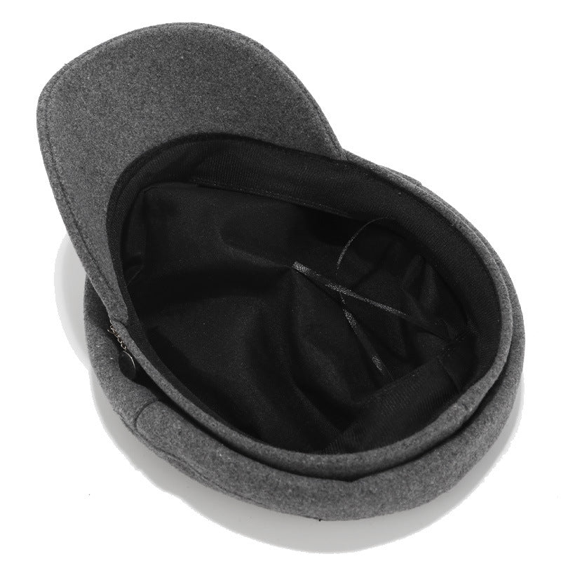 Wholesale Autumn Winter PU All-match Navy Cap