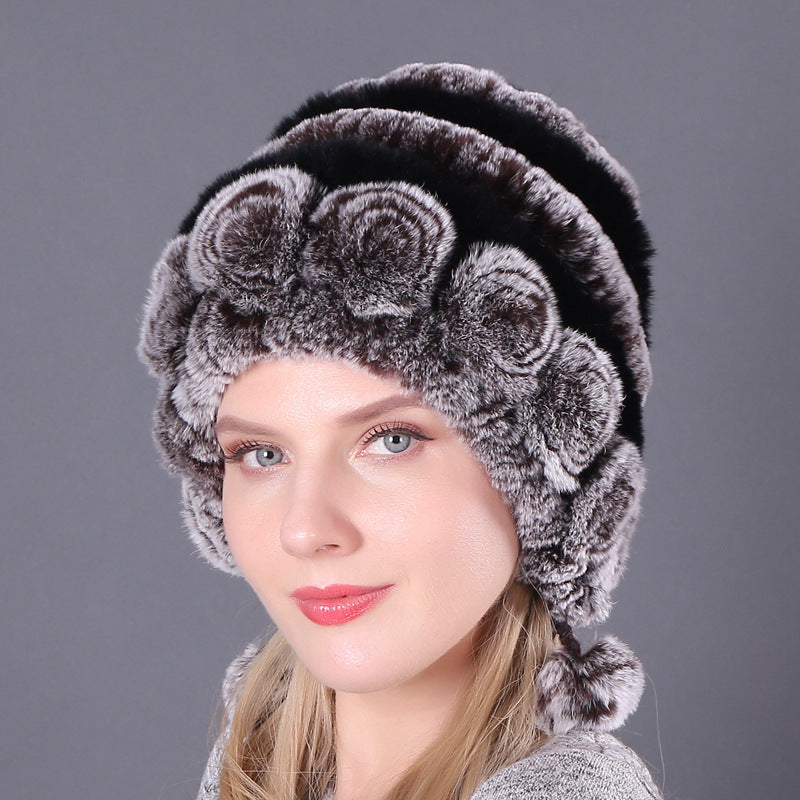 Wholesale Warm Thickened Ear Protection Fur Rex Rabbit Hat